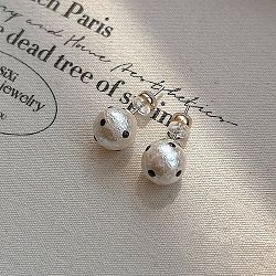 Alloy & Resin Pearl Stud Earrings, Spot Round, Golden, 22.5x10mm(EJEW-G466-14G)