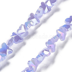 Electroplate Butterfly Glass Beads Strands, AB Color Plated, Medium Slate Blue, 8x10x5.5mm, Hole: 1.2mm, about 95pcs/strand, 29.13''(74cm)(EGLA-A036-10A-AB01)