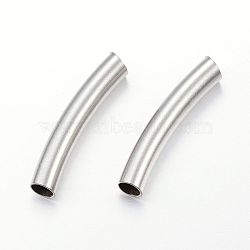 304 Stainless Steel Curved Tube Beads, Curved Tube Noodle Beads, Stainless Steel Color, 30.5x5mm, Hole: 3.5mm(STAS-P128-02)