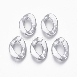 Spray Painted CCB Plastic Linking Rings, Quick Link Connectors, For Jewelry Curb Chains Making, Twist, Silver, 18.5x13x4mm, Inner Diameter: 5x10.5mm(CCB-R104-03A-03)