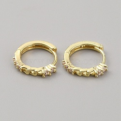 Clear Cubic Zirconia Curb Chains Shape Hoop Earrings, Brass Jewelry for Woman, Light Gold, 14x15x2mm, Pin: 0.8mm(EJEW-WH0004-41)