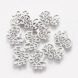 Mother's Day Theme, 304 Stainless Steel Charms, Phrase Best Mom, Stainless Steel Color, 10x13.7x1mm, Hole: 1.5mm(STAS-Q201-T204)