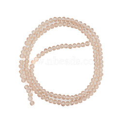 Glass Beads Strands, Faceted, Rondelle, Tan, 4x3mm, Hole: 0.9mm, about 123~127pcs/strand, 16.5~16.9 inch(42~43cm)(EGLA-A034-T4mm-D20)