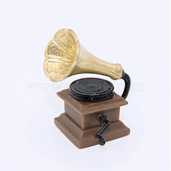 Miniature Resin Phonograph, for Dollhouse Accessories Pretending Prop Decorations, Brown, 31x29.5x53.5mm(MIMO-PW0001-042)