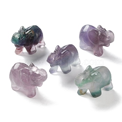 Natural Fluorite Carved Figurines Statues for Home Desktop Decoration, Elephant, 34.5x51x23mm(DJEW-A015-01D)