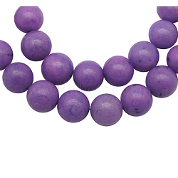 Natural Mashan Jade Beads Strands, Dyed, Round, Purple, 6mm, Hole: 1mm, about 66pcs/strand, 16 inch(X-DJAD-6D-24-2)