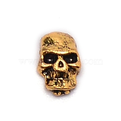 Alloy Skull Cabochons, Nail Art Decoration Accessories, Antique Golden, 6.6x4.3x2.1mm, 100pcs/set(MRMJ-WH0078-01)