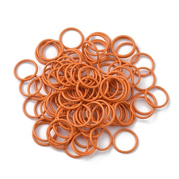 100Pcs Baking Paint Zinc Alloy Open Jump Rings, Round, Orange, 16 Gauge, 12.2x1.2mm, Inner Diameter: 9.8mm