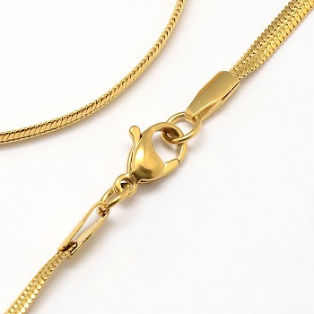 Trendy Men's 304 Stainless Steel Herringbone Chain Necklaces, with Lobster Clasps, Golden, 17.7 inch(45cm), 3x0.9mm