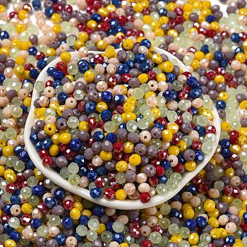Glass Beads, Faceted, Rondelle, Mixed Color, 4x3mm, Hole: 0.4mm, about 6800pcs/500g