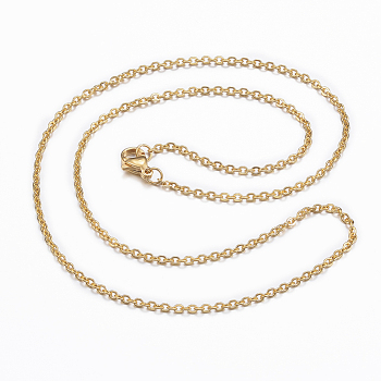 304 Stainless Steel Cable Chain Necklaces, with Lobster Claw Clasps, Golden, 18.11 inch(46cm), 2x0.5mm