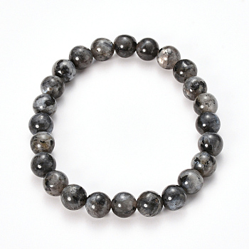 Natural Larvikite Beaded Stretch Bracelets, Round, 2-1/8 inch(55mm), Bead: 10mm