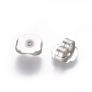 304 Stainless Steel Ear Nuts, Friction Earring Backs for Stud Earrings, Stainless Steel Color, 9.5x9.5x4mm, Hole: 1mm