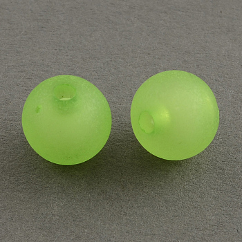 Frosted Acrylic Beads, Bead in Bead, Round, Lawn Green, 10mm, Hole: 2mm, about 629pcs/321g