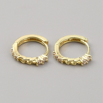 Clear Cubic Zirconia Curb Chains Shape Hoop Earrings, Brass Jewelry for Woman, Light Gold, 14x15x2mm, Pin: 0.8mm