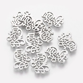 Mother's Day Theme, 304 Stainless Steel Charms, Phrase Best Mom, Stainless Steel Color, 10x13.7x1mm, Hole: 1.5mm
