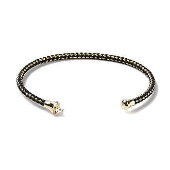 Stainless Steel Cuff Bangle Making, with Golden Tone Brass Finding, for Half Drilled Beads, Black, Inner Diameter: 1-3/4x2-3/8 inch(4.6x6cm), Pin: 1mm