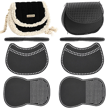 DIY PU Imitation Leather Bag Knitting Set for Purse Making, Leather Bag Bottom, Black, 14.5~42x4~19cm