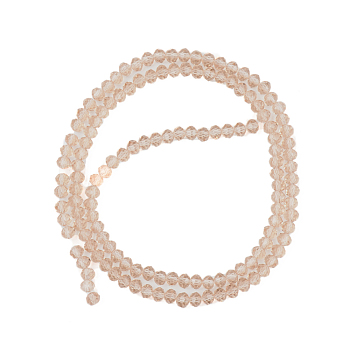 Glass Beads Strands, Faceted, Rondelle, Tan, 4x3mm, Hole: 0.9mm, about 123~127pcs/strand, 16.5~16.9 inch(42~43cm)