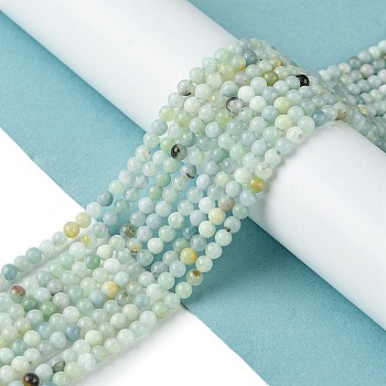 Natural Flower Amazonite Beads Strands, Round, Grade A, 3mm, Hole: 0.5mm, about 136pcs/strand, 15.87''(40.3cm)