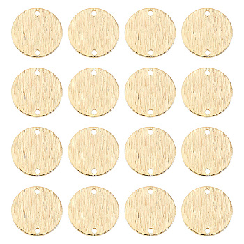 30Pcs Brass Connector Charms, Textured Flat Round Links, Real 18K Gold Plated, 15x1mm, Hole: 1.4mm