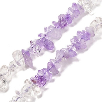 Natural Quartz Crystal & Amethyst Beads Strands, Chip, 4~17x4~10x1~8mm, Hole: 0.8~1mm, about 15.35~16.14 inch(39~41cm)