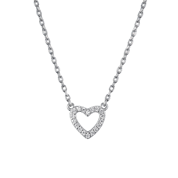 S925 Silver Micro-Inlaid Zircon Heart Necklace, Sweet and Delicate Collarbone Chain