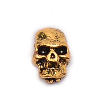 Alloy Skull Cabochons, Nail Art Decoration Accessories, Antique Golden, 6.6x4.3x2.1mm, 100pcs/set