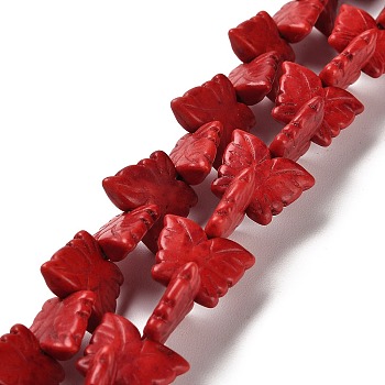 Synthetic Howlite Beads Strands, Dyed, Butterfly, FireBrick, 13x16.5~17x4.5mm, Hole: 1.5mm, about 381pcs/500g
