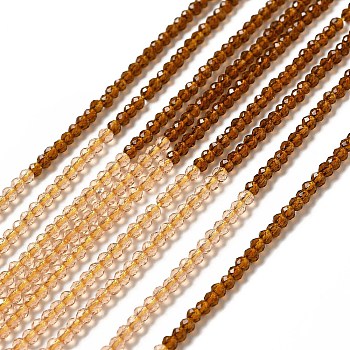 2 Colors Transparent Glass Beads Strands, Segmented Multi-color Beads, Faceted, Round, Saddle Brown, 2mm, Hole: 0.5~0.6mm, about 184~211pcs/strand, 15.28~15.75 inch(38.8~40cm)