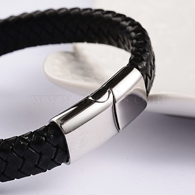 Cuir à la mode des bracelets de corde tressée(BJEW-P128-06C)-2