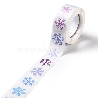 Рождественские тематические плоские круглые наклейки в рулоне(DIY-B045-04B)-3
