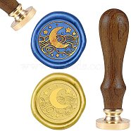 DIY Wood Wax Seal Stamp, Moon Pattern, 90mm, Stamps: 25x14.5mm(AJEW-WH0131-078)