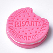 Resin Cabochons, Biscuit, Hot Pink, 26~27x24~25x6~7mm(CRES-Q206-15B-03)
