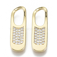 Brass Micro Pave Cubic Zirconia Pendants, Nickel Free, Rectangle, Clear, Real 18K Gold Plated, 23x7x2mm, Hole: 9x4.5mm(X-KK-N232-56-NF)
