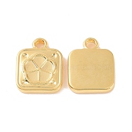 Ion Plating(IP) 304 Stainless Steel Enamel Settings, Square with Flower Charms, Golden, 18x14x3mm, Hole: 2.6mm(STAS-F293-17G)