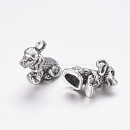 Tibetan Style Alloy Puppy Pendants, Dog Charms, Cadmium Free & Nickel Free & Lead Free, Antique Silver, 13x10x7mm, Hole: 2mm, about 549pcs/1000g(TIBEP-19683-AS-NR)
