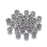 CCB Plastic Spacer Beads, Flower, Antique Silver, 6.2x2.3mm, Hole: 1.6mm(CCB-L006-28AS)