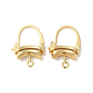 Brass Oval Hoop Earring Findings with Latch Back Closure, with Horizontal Loops, Cadmium Free & Nickel Free & Lead Free, Real 18K Gold Plated, 20x13x3.5mm, Pin: 0.5x1mm(KK-G434-04G)