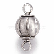 304 Stainless Steel Magnetic Clasps with Loops, Matte Surface, Round, Matte Platinum Color, 18.5x10mm, Hole: 2mm(STAS-O101-57MP)