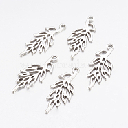 Alloy Pendants, Lead Free and Cadmium Free, Leaf, Antique Silver, 29mm long, 11mm wide, 1mm thick, hole: 1mm(X-EA11926Y)
