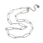 304 Stainless Steel Horse Eye Link Chain Necklace, Stainless Steel Color, 16.42 inch(41.7cm)(NJEW-D045-07P)