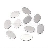 304 Stainless Steel Pendants, Double Side Drawbench, Stamping Blank Tag, Oval, Stainless Steel Color, 24.5x15x1mm, Hole: 1.2mm(STAS-F271-07E-P)