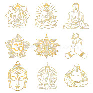 Nickel Decoration Stickers, Metal Resin Filler, Epoxy Resin & UV Resin Craft Filling Material, Buddha, 40x40mm, 9 style, 1pc/style, 9pcs/set(DIY-WH0450-042)