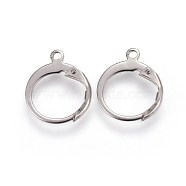 304 Stainless Steel Leverback Earring Findings, with Loop, Stainless Steel Color, 14.5x12.5x2mm, Hole: 1.2mm(X-STAS-I100-19P)
