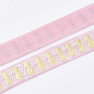 Flat Elastic Cord, Pineapple Pattern, Pink, 15~16x1mm, about 3.28 yards(3m)/roll(EC-T001-03D)