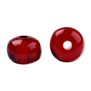 Resin Beads, Imitation Beeswax, Flat Round, Red, 8x4.5mm, Hole: 1.6~1.8mm(RESI-N034-02-D01)