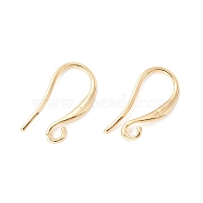 Brass Earring Hooks, Long-Lasting Plated, with Horizontal Loop,Cadmium Free & Lead Free & Nickel Free, Real 18K Gold Plated, 17x8x2mm, Hole: 1.6mm, 18 Gauge, Pin: 1mm(KK-I684-04G-NR)