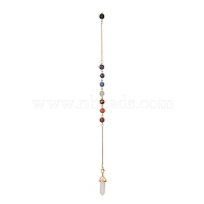 Bullet & Round Gemstone Dowsing Pendulums, with 304 Stainless Steel Cable Chains, Golden, 298mm, Hole: 2mm(PALLOY-JF02034-01)