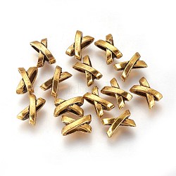 Tibetan Style Slide Charms, Cadmium Free & Lead Free, Letter X, Antique Golden, Size: about 10mm long, 7mm wide, 6mm thick(GAB5339Y)